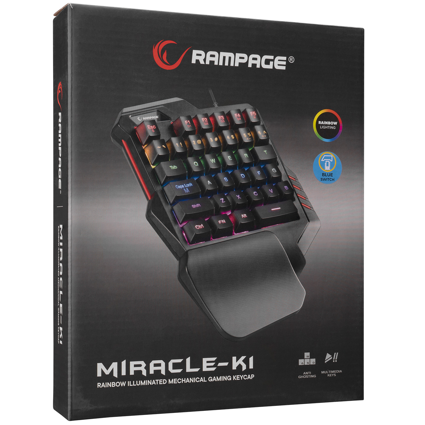 Rampage MIRACLE K1 Siyah USB Led Işıklı Q 35 Tuşlu Multimedya Mini Blue Switch Gaming Oyuncu Klavyesi